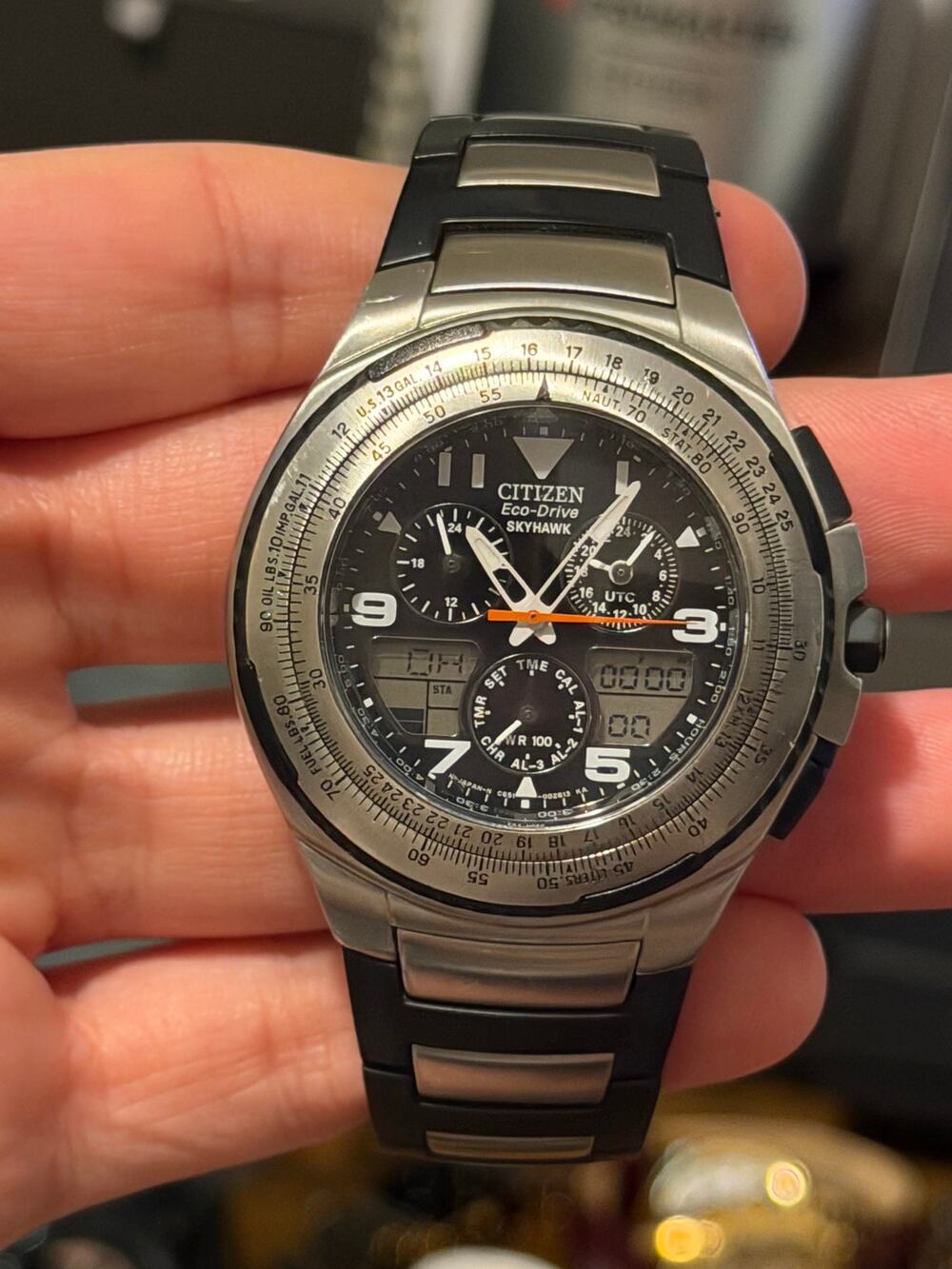 Citizen Eco-Drive Skyhawk C650-S016010 Ana-Digi Pilot Chronograph Watch